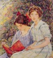 Deux filles lisant la dame Robert Reid